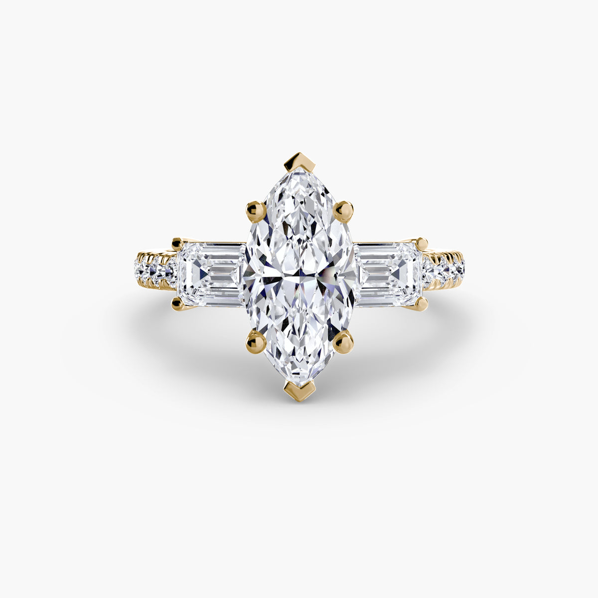 Three-Stone Ring with Pavé Band 4